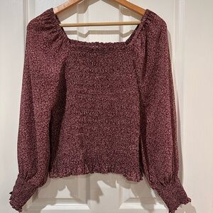 Madewell Floral Smocked Long Sleeve Top